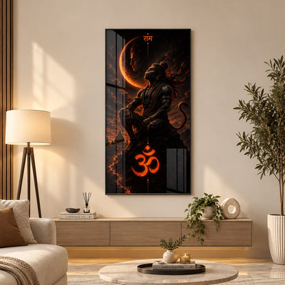 Meditating Lord Hanuman Premium Acrylic Vertical Wall Art