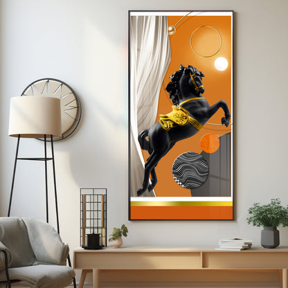 Muscular Black Horse Premium Acrylic Vertical Wall Art