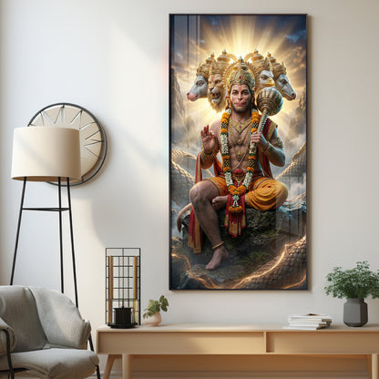 Divine Panchmukhi Hanuman Premium Acrylic Vertical Wall Art