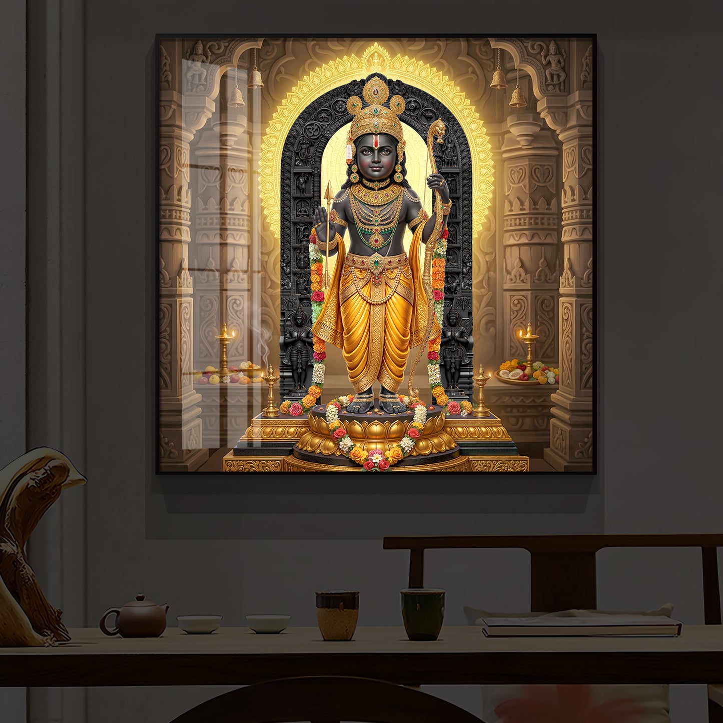 Shree Ram Modern Luxury Backlight Square Wall Art