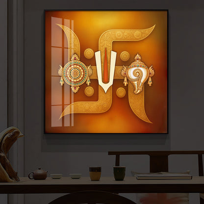 Hindu Symbols of Swastik Modern Luxury Backlight Square Wall Art