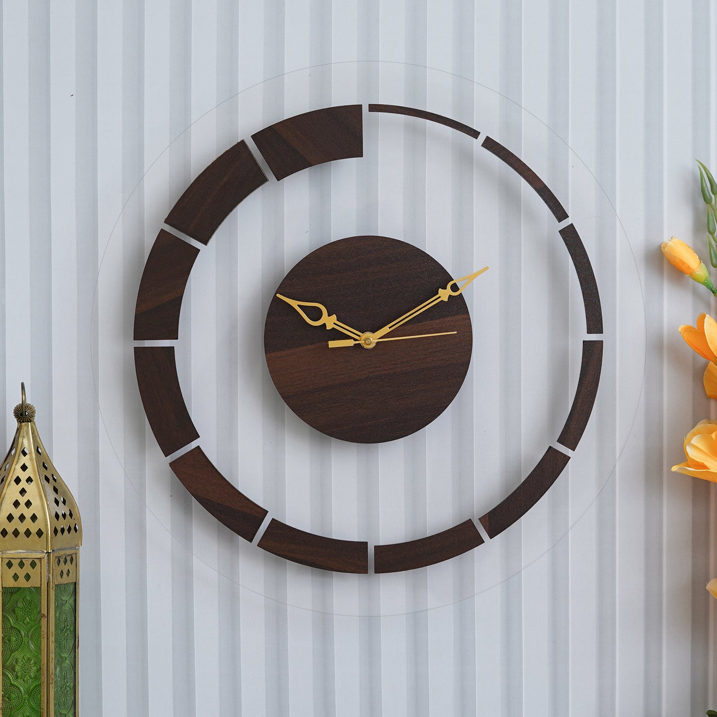 Rustic Chic Acrylic Wooden Wall Clock