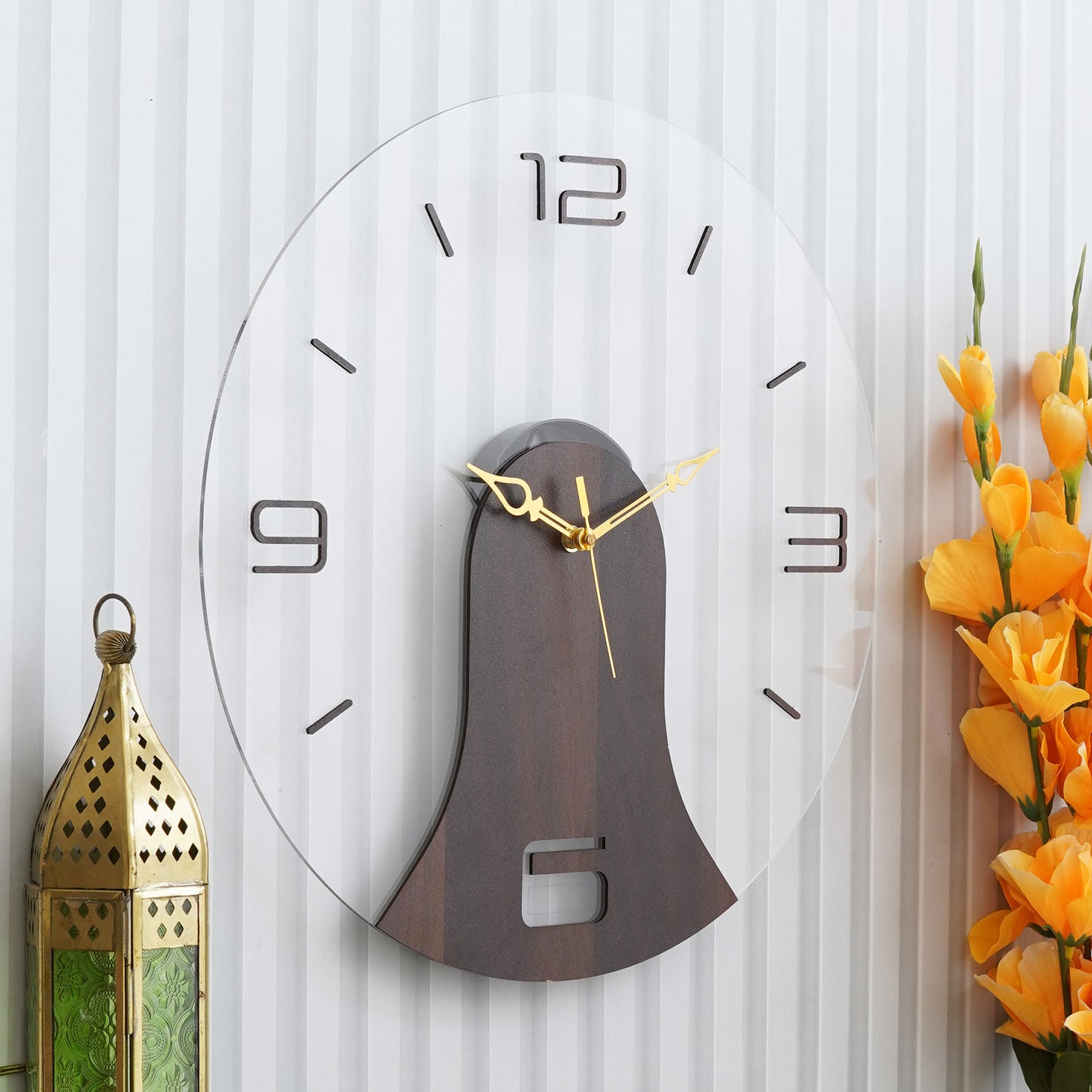 Crafted Bark Wooden Acrylic Wall Clock