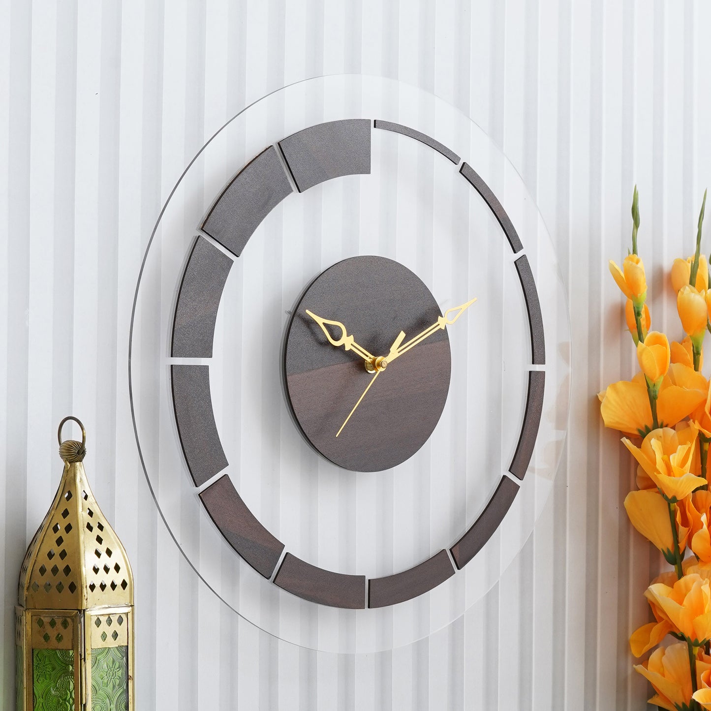 Rustic Chic Acrylic Wooden Wall Clock