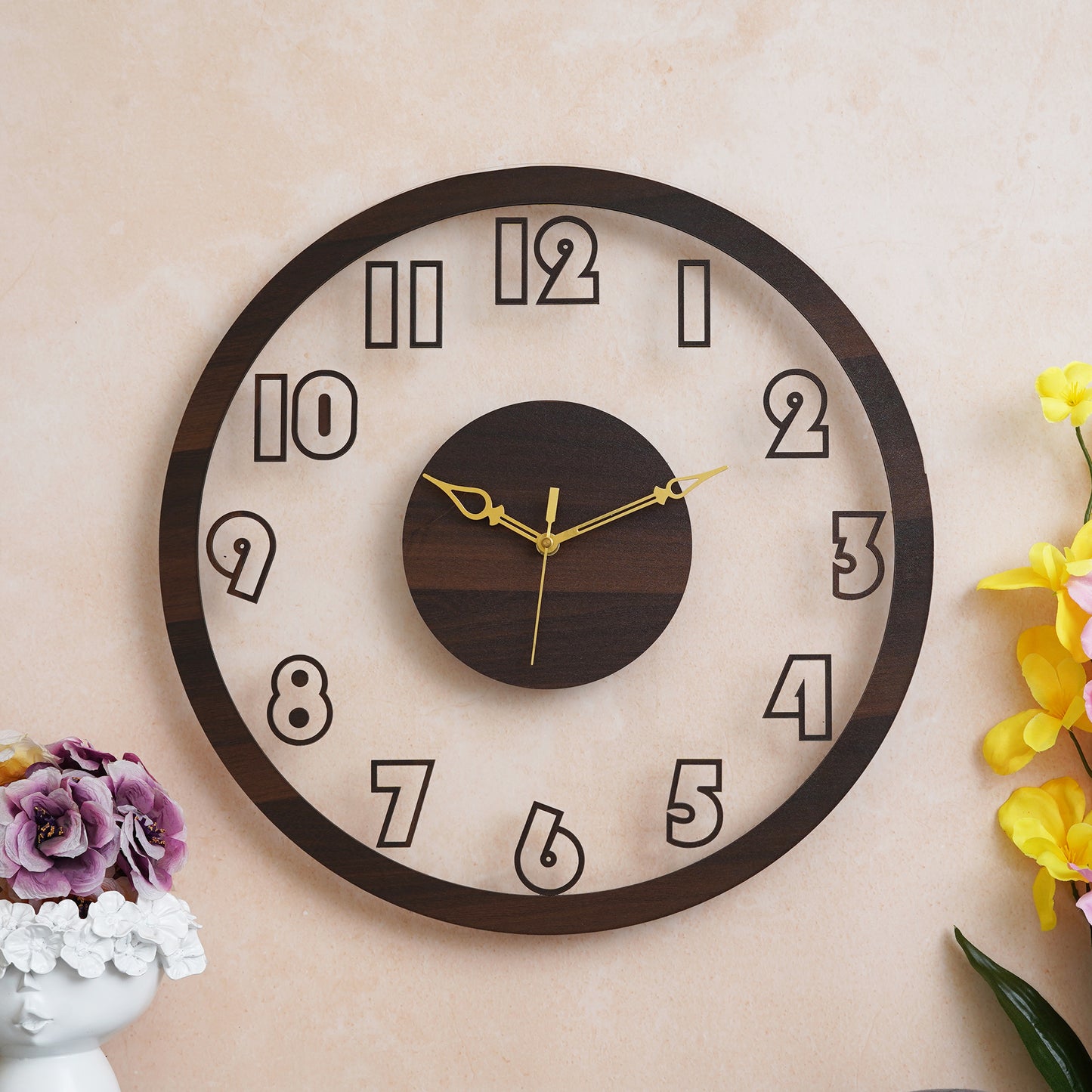 Timeless Artistry Acrylic Wooden Wall Clock