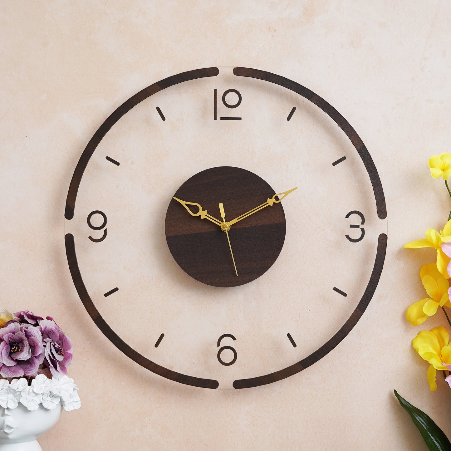 Running on Time Wooden Acrylic Wall Clock