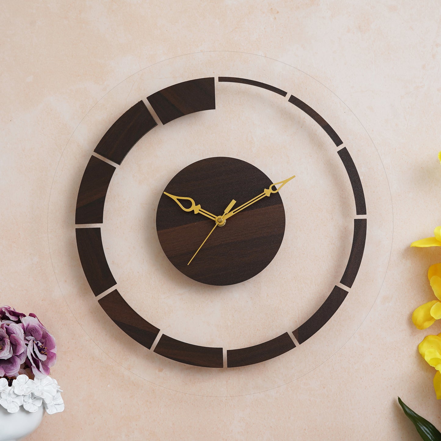 Rustic Chic Acrylic Wooden Wall Clock