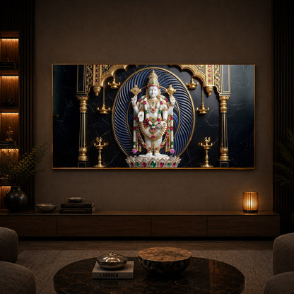 Lord Tirupati Balaji Modern Luxury Backlight Horizontal Wall Art