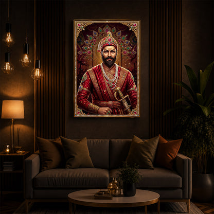 Chhatrapati Shivaji Maharaj  Modern Luxury Backlight Vertical Wall Art