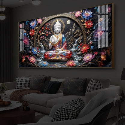 Colorful Buddha Modern Luxury Backlight Horizontal Wall Art