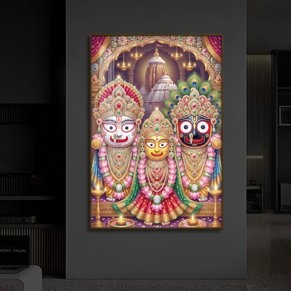 Blessings Of Lord Jagannath Modern Luxury Backlight Vertical Wall Art
