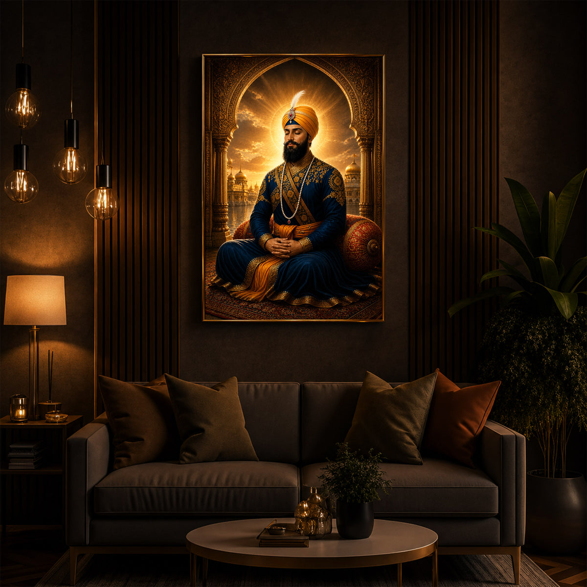 Majestic Guru Gobind Singh Ji Modern Luxury Backlight Vertical Wall Art