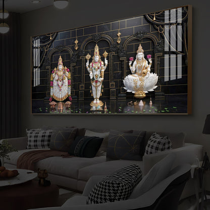 Maa Laxmi & Lord Venkateswara Modern Luxury Backlight Horizontal Wall Art