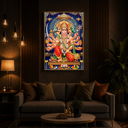 Panchamukhi Hanuman Ji Modern Luxury Backlight Vertical Wall Art