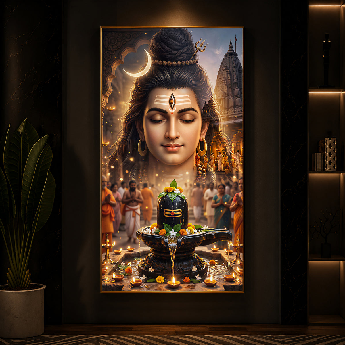 Lord Shiva Modern Luxury Backlight Vertical Wall Art
