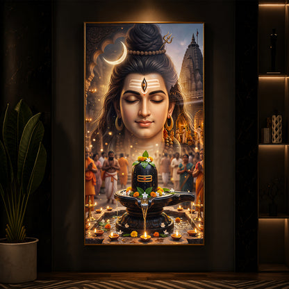 Lord Shiva Modern Luxury Backlight Vertical Wall Art