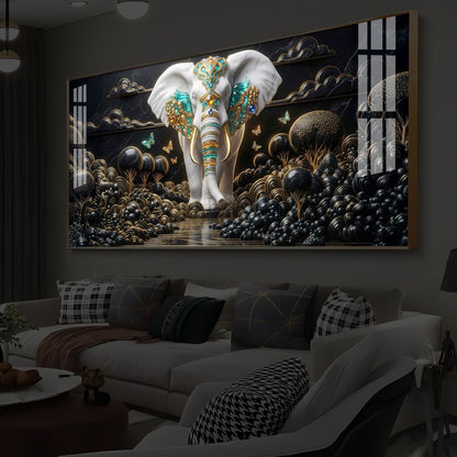 Majestic Elephant Modern Luxury Backlight Horizontal Wall Art