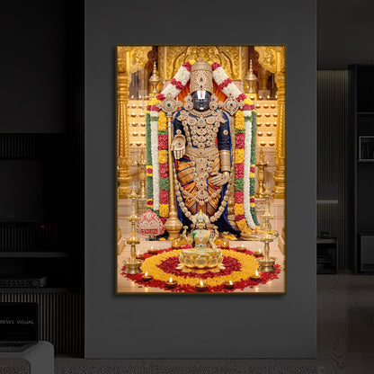 Tirupati Balaji Modern Luxury Backlight Vertical Wall Art