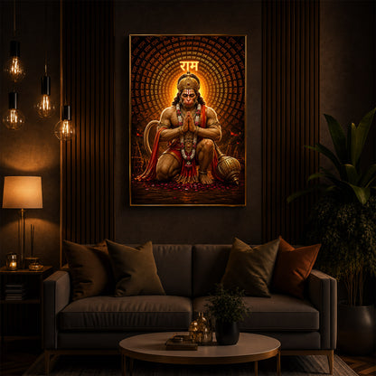 Bajrang Bali Modern Luxury Backlight Vertical Wall Art