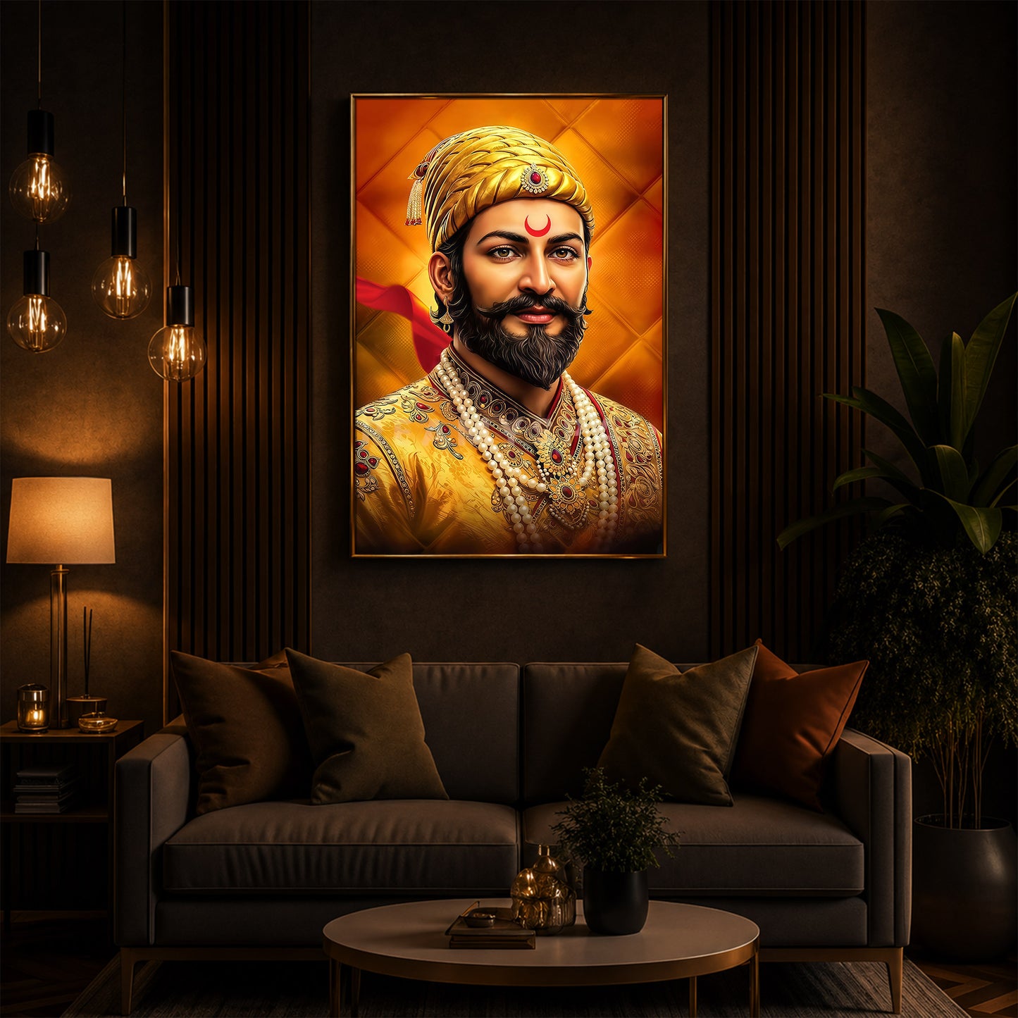 Chhatrapati Shivaji Modern Luxury Backlight Vertical Wall Art