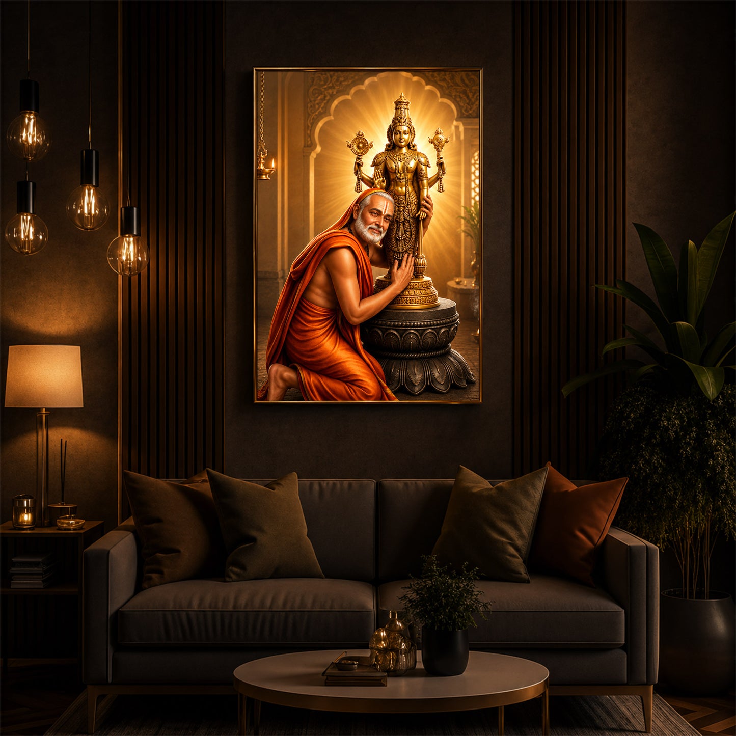 Guru Rayaru Modern Luxury Backlight Vertical Wall Art