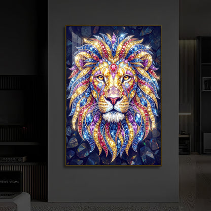 Imperial Lion Majesty Modern Luxury Backlight Vertical Wall Art