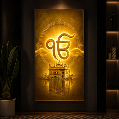 Ik Onkar Modern Luxury Backlight Vertical Wall Art