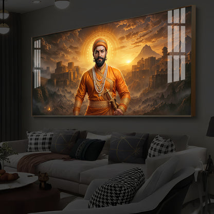 Chhatrapati Shivaji Maharaj Modern Luxury Backlight Horizontal Wall Art