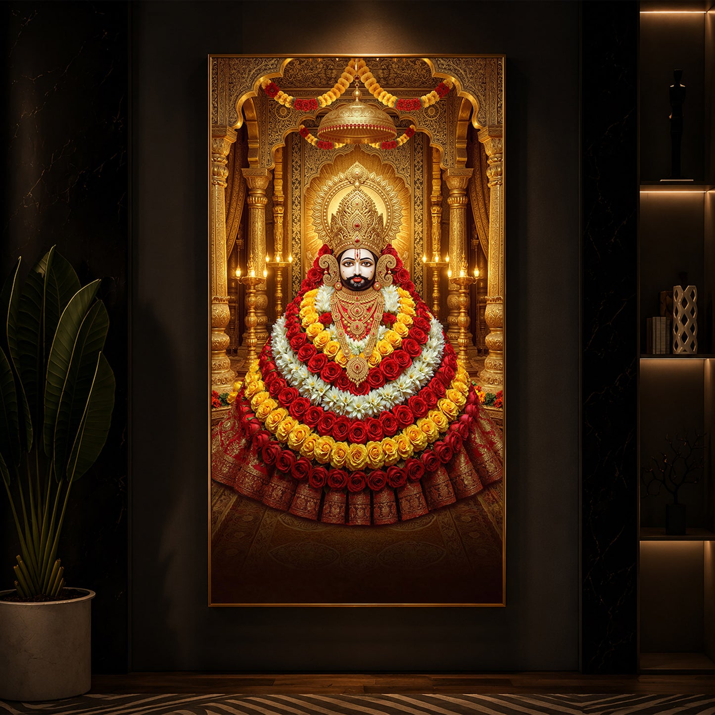 Khatu Shyam Baba Modern Luxury Backlight Vertical Wall Art