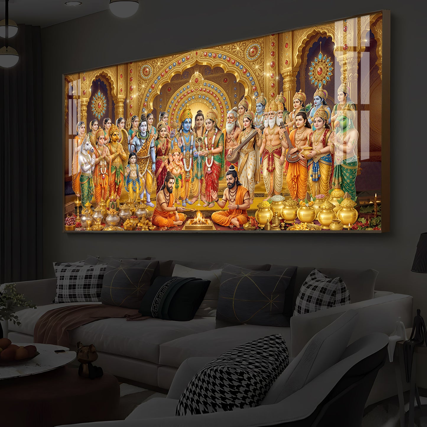 Divine Moment Of Shrinivasam Kalyanam Modern Luxury Backlight Horizontal Wall Art