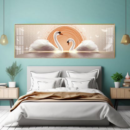 Two White Mute Swans Premium Acrylic Horizontal Wall Art