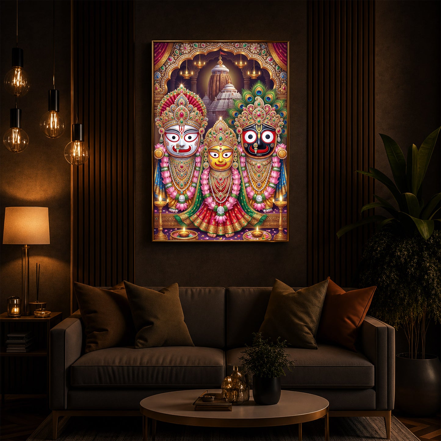 Blessings Of Lord Jagannath Modern Luxury Backlight Vertical Wall Art