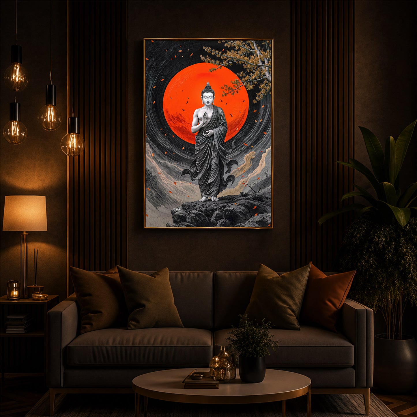 Buddhay Ji Modern Luxury Backlight Vertical Wall Art
