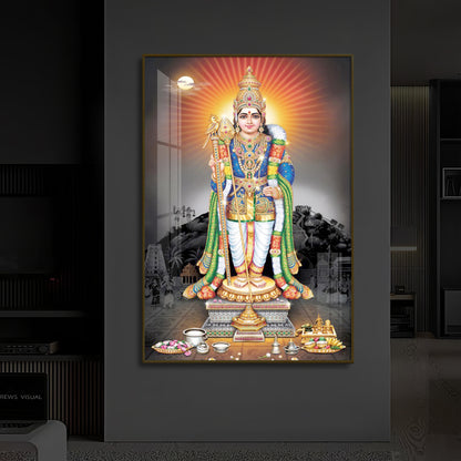 Lord Kartikeyan Modern Luxury Backlight Vertical Wall Art