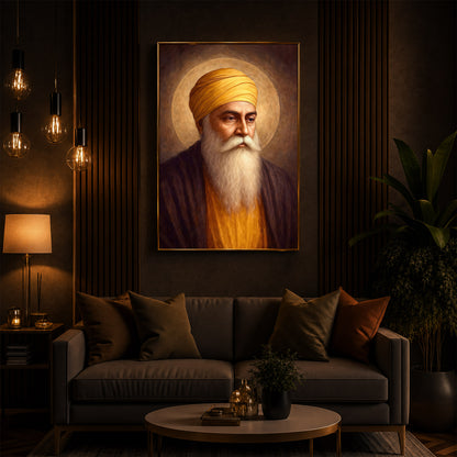 Guru Nanak Dev Ji Modern Luxury Backlight Vertical Wall Art
