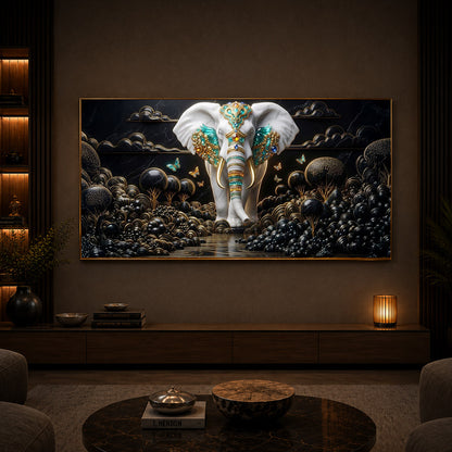 Majestic Elephant Modern Luxury Backlight Horizontal Wall Art