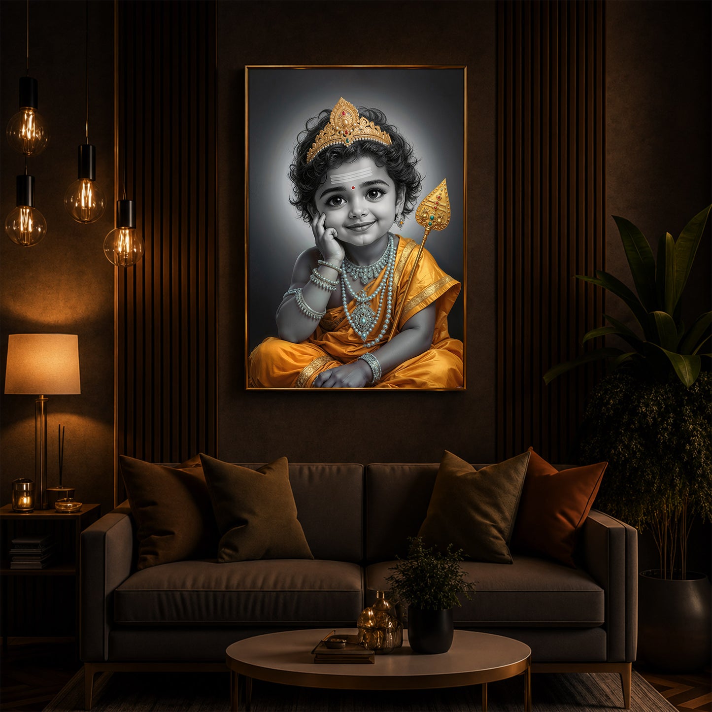Little Murugan Modern Luxury Backlight Vertical Wall Art