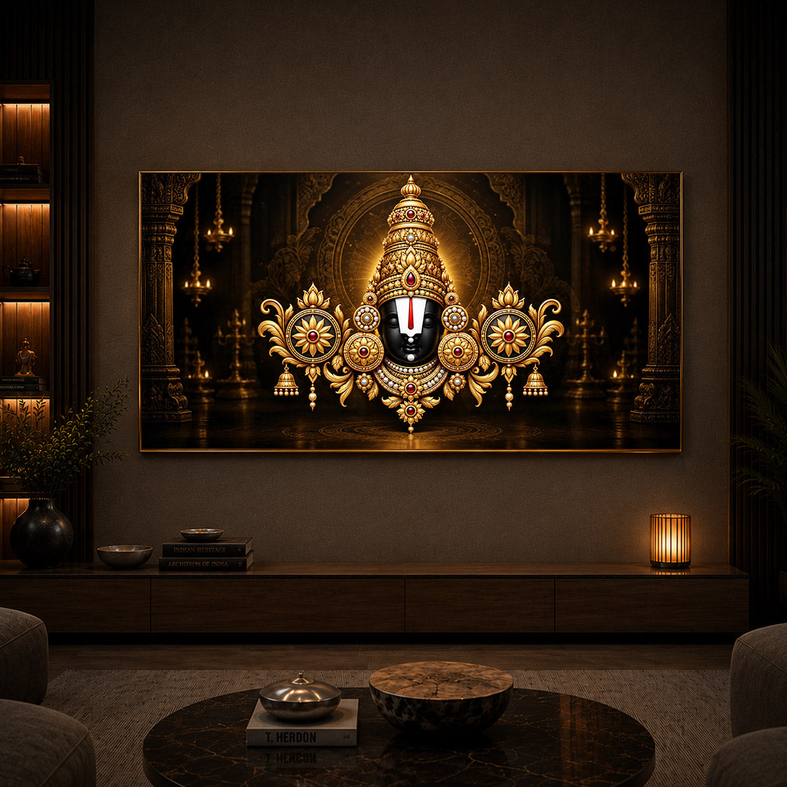 Divine Tirupati Balaji Modern Luxury Backlight Horizontal Wall Art