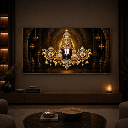 Divine Tirupati Balaji Modern Luxury Backlight Horizontal Wall Art