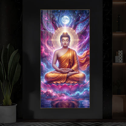 Lord Buddha Modern Luxury Backlight Vertical Wall Art