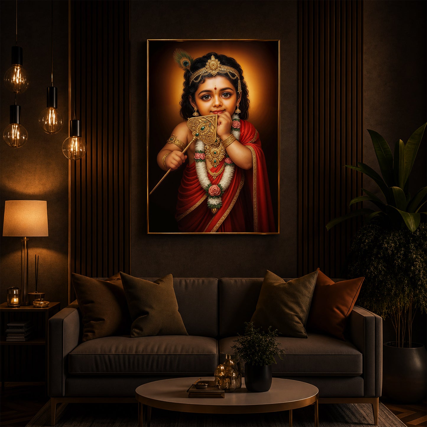 Little Murugan Ji Modern Luxury Backlight Vertical Wall Art