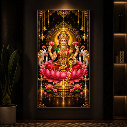 Goddess Lakshmi Modern Luxury Backlight Vertical Wall Art
