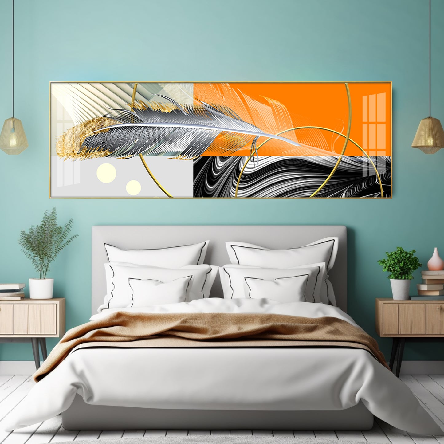 Feather Glow Delight Premium Acrylic Horizontal Wall Art