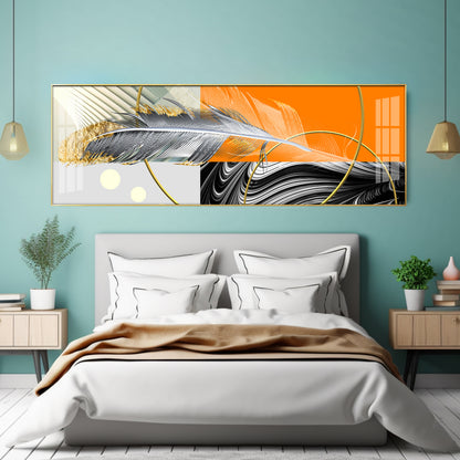 Feather Glow Delight Premium Acrylic Horizontal Wall Art