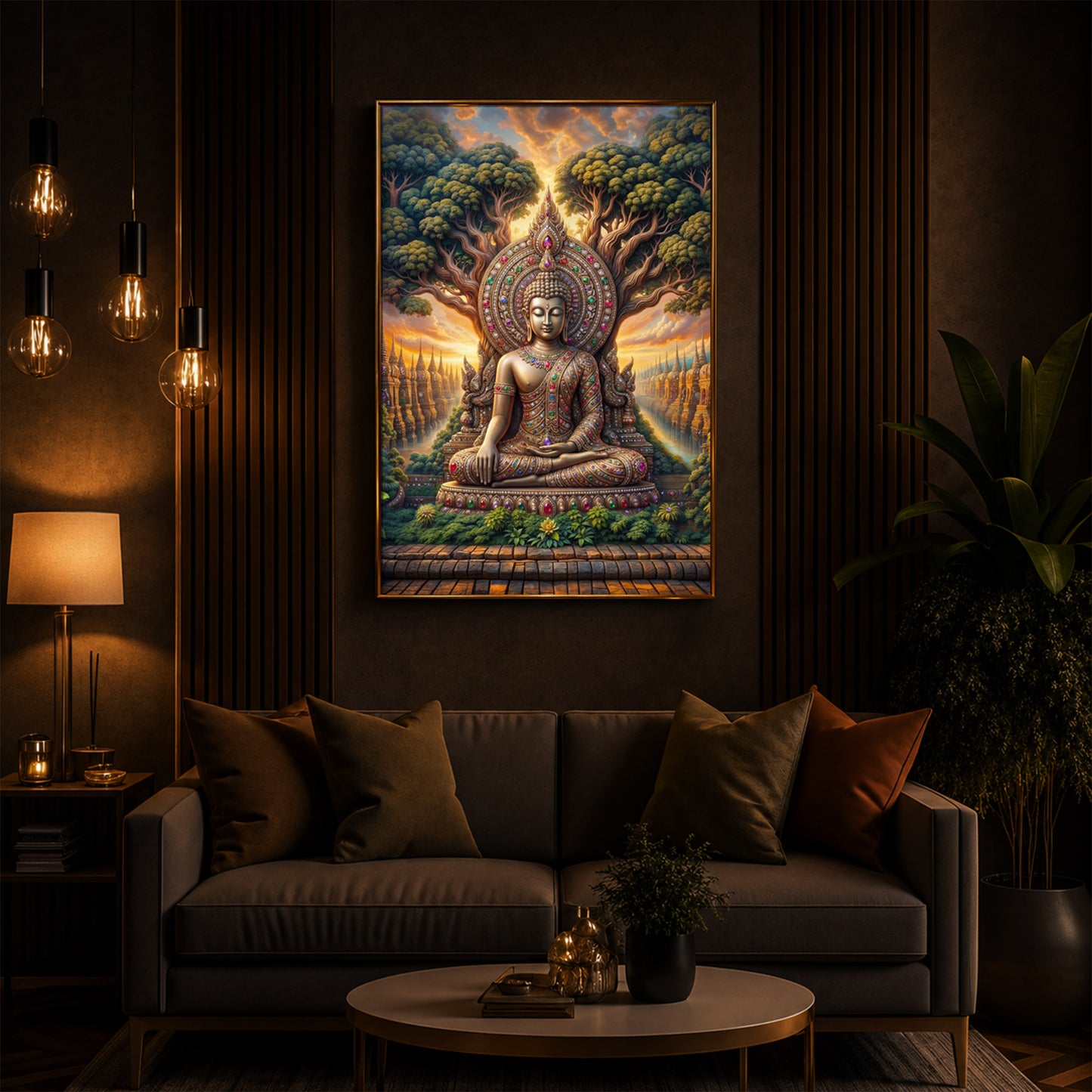 Elevation Buddha Modern Luxury Backlight Vertical Wall Art