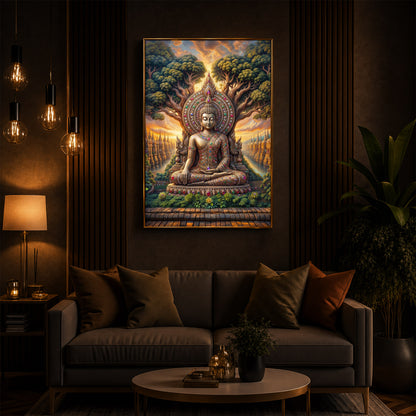 Elevation Buddha Modern Luxury Backlight Vertical Wall Art