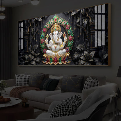 Depicts Lord Ganesha Modern Luxury Backlight Horizontal Wall Art