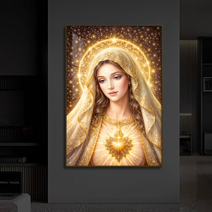 Virgin Mary Modern Luxury Backlight Vertical Wall Art