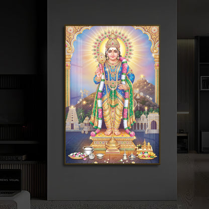 Lord Murugan Kartikeya Modern Luxury Backlight Vertical Wall Art