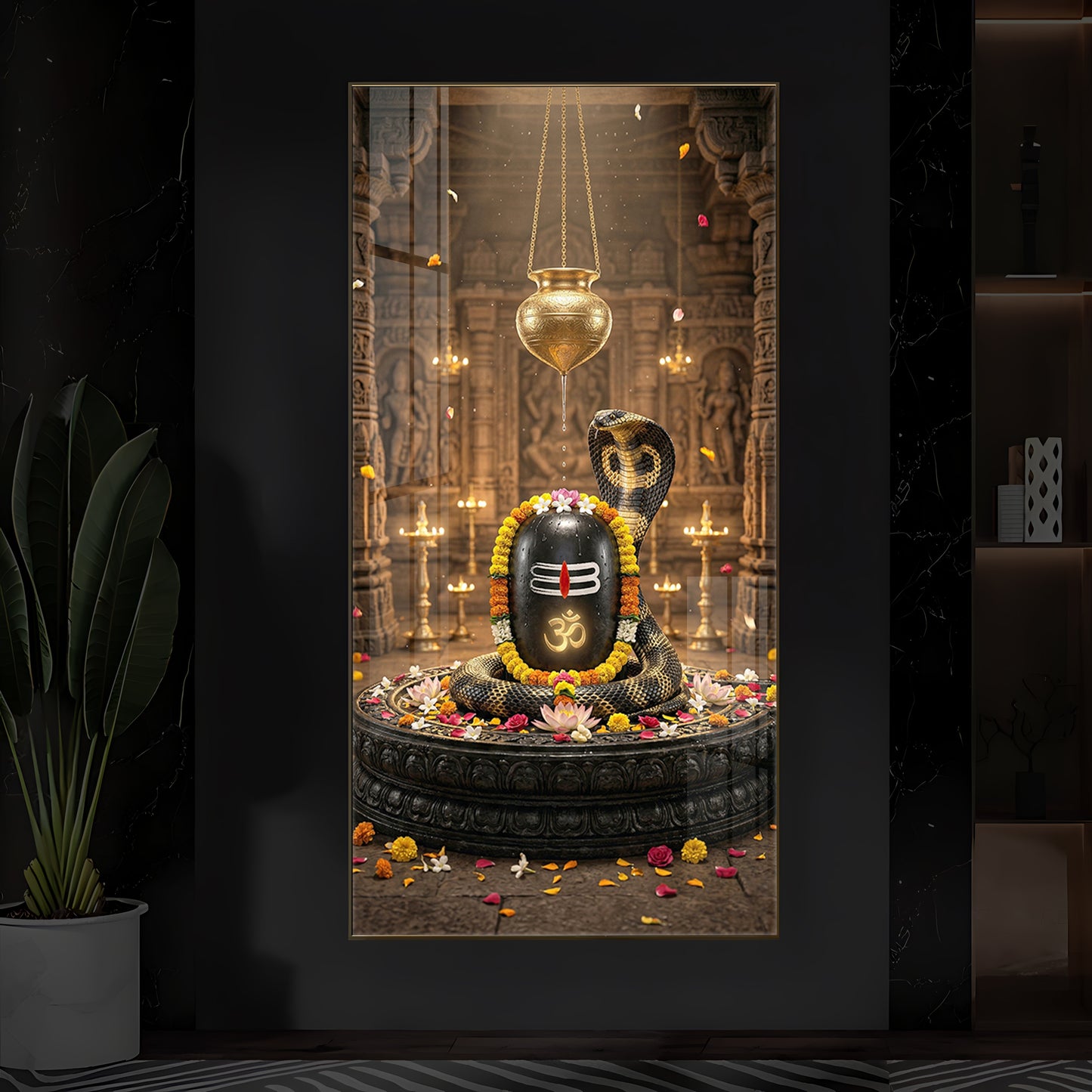 Om Namah Shivayah Modern Luxury Backlight Vertical Wall Art